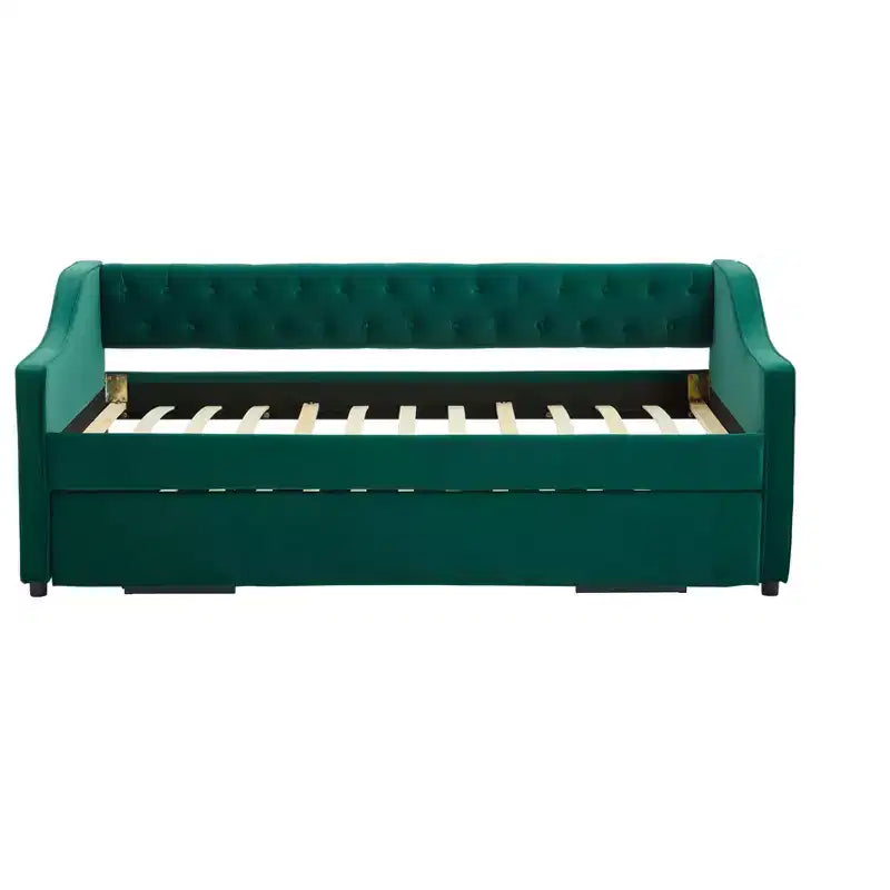 Divano Letto Singolo con Letto Estraibile, Divano Letto in Velluto, Porta USB, Tasche Laterali, Schienale Trapuntato