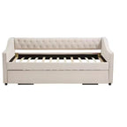 Divano Letto Singolo con Letto Estraibile, Divano Letto in Velluto, Porta USB, Tasche Laterali, Schienale Trapuntato