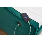 Divano Letto Singolo con Letto Estraibile, Divano Letto in Velluto, Porta USB, Tasche Laterali, Schienale Trapuntato