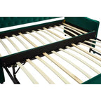 Divano Letto Singolo con Letto Estraibile, Divano Letto in Velluto, Porta USB, Tasche Laterali, Schienale Trapuntato