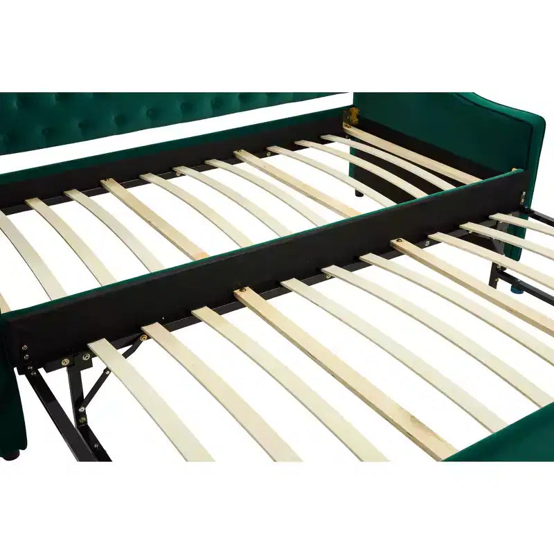 Divano Letto Singolo con Letto Estraibile, Divano Letto in Velluto, Porta USB, Tasche Laterali, Schienale Trapuntato