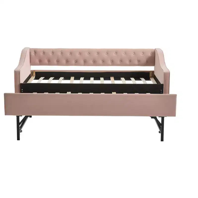 Divano Letto Singolo con Letto Estraibile, Divano Letto in Velluto, Porta USB, Tasche Laterali, Schienale Trapuntato