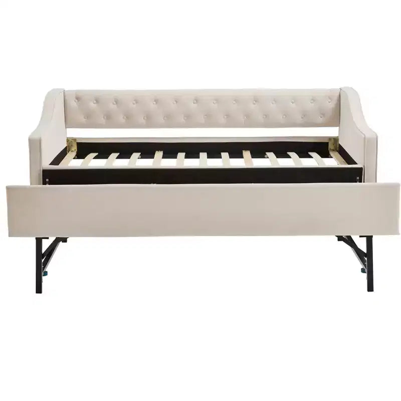 Divano Letto Singolo con Letto Estraibile, Divano Letto in Velluto, Porta USB, Tasche Laterali, Schienale Trapuntato