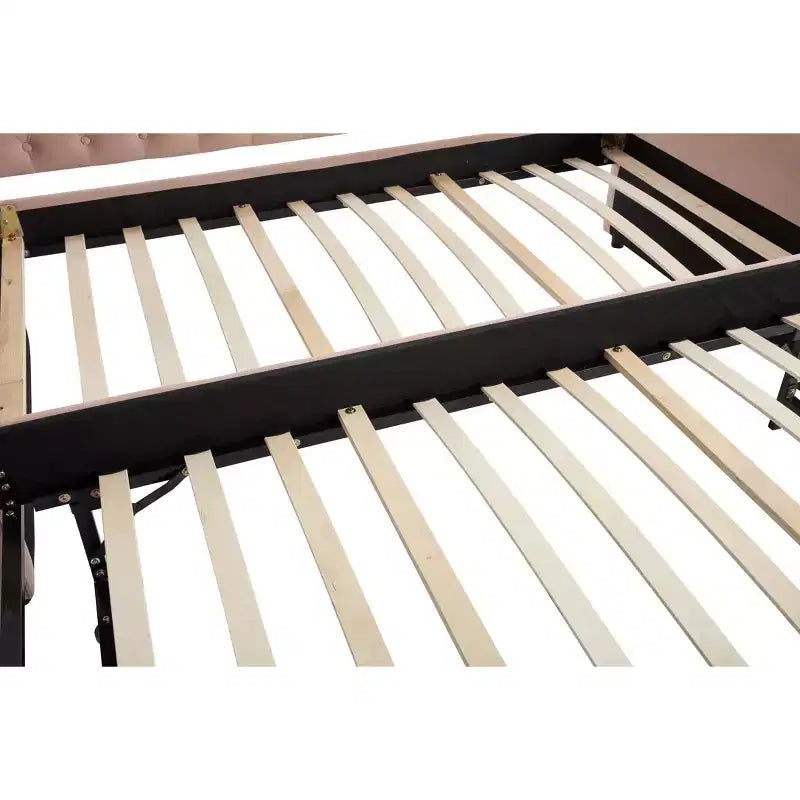 Divano Letto Singolo con Letto Estraibile, Divano Letto in Velluto, Porta USB, Tasche Laterali, Schienale Trapuntato