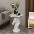 White Horse Head Accent Table, Animal Statue End Table for Living Room