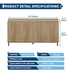 Madia Credenza con 4 Ante, Armadietto Moderno Scanalato da 160 cm per Caffè Bar, Consolle con Ripiani Regolabili, Rovere