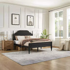 Base Letto Matrimoniale Queen Size con Inserto Testiera Imbottita, Elegante Pezzo Centrale per Camera da Letto