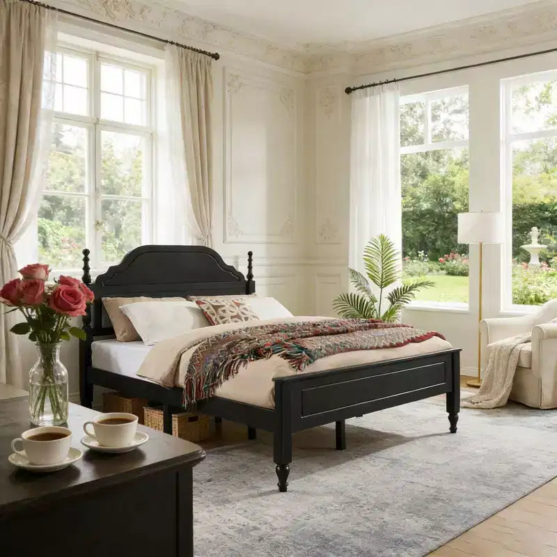 Base Letto Matrimoniale Queen Size con Inserto Testiera Imbottita, Elegante Pezzo Centrale per Camera da Letto