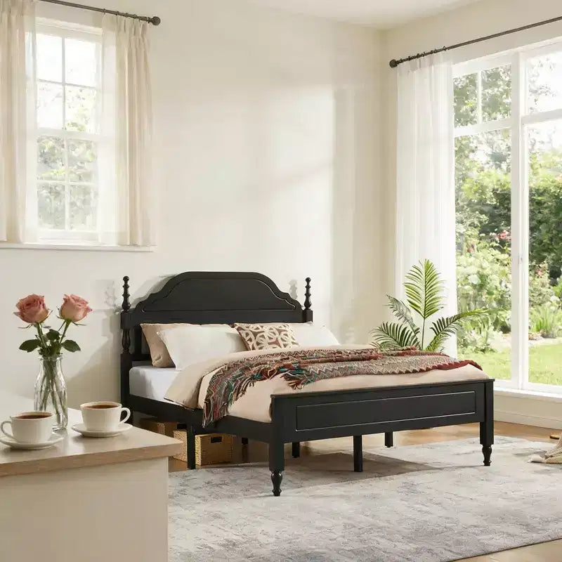 Base Letto Matrimoniale Queen Size con Inserto Testiera Imbottita, Elegante Pezzo Centrale per Camera da Letto