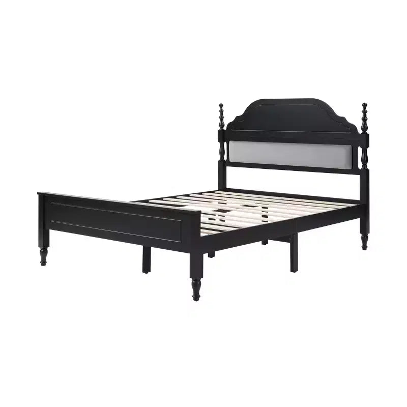 Base Letto Matrimoniale Queen Size con Inserto Testiera Imbottita, Elegante Pezzo Centrale per Camera da Letto