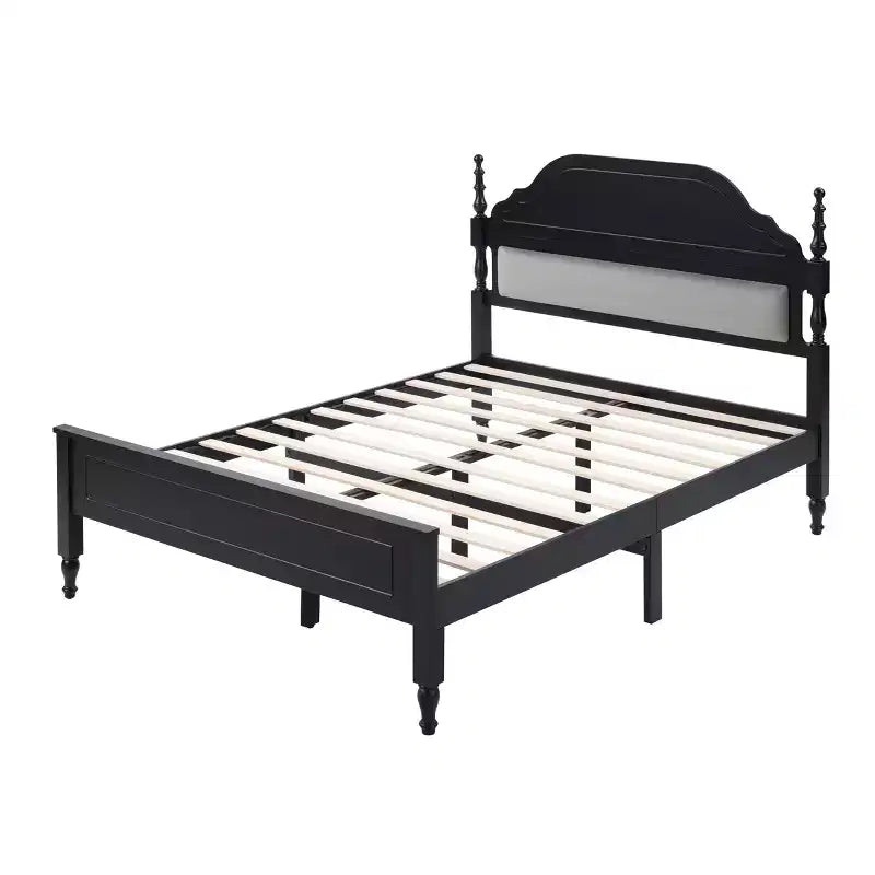 Base Letto Matrimoniale Queen Size con Inserto Testiera Imbottita, Elegante Pezzo Centrale per Camera da Letto