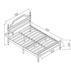 Base Letto Matrimoniale Queen Size con Inserto Testiera Imbottita, Elegante Pezzo Centrale per Camera da Letto