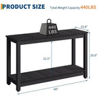 Tavolo Consolle a 2 Ripiani da 48 Pollici, Piedino Regolabile, Organizzatore per Bar in Legno, per Patio, Portico, Cortile, Giardino