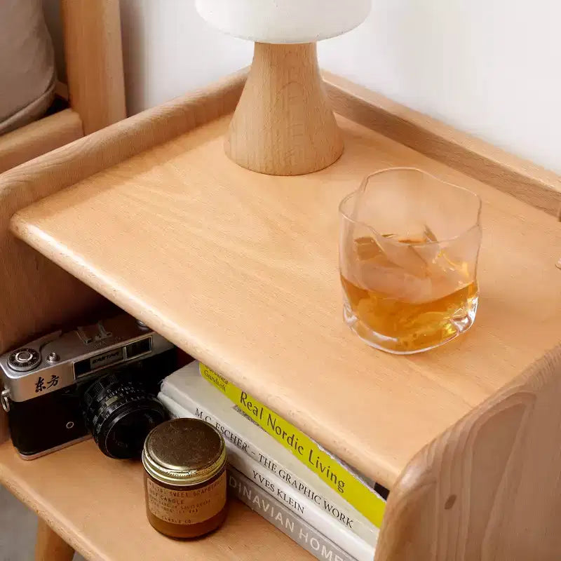 Comodino in legno massello naturale per camera da letto e soggiorno