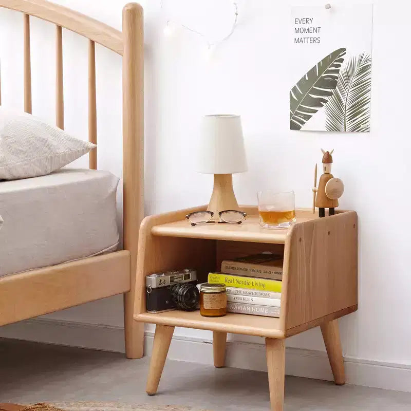 Comodino in legno massello naturale per camera da letto e soggiorno