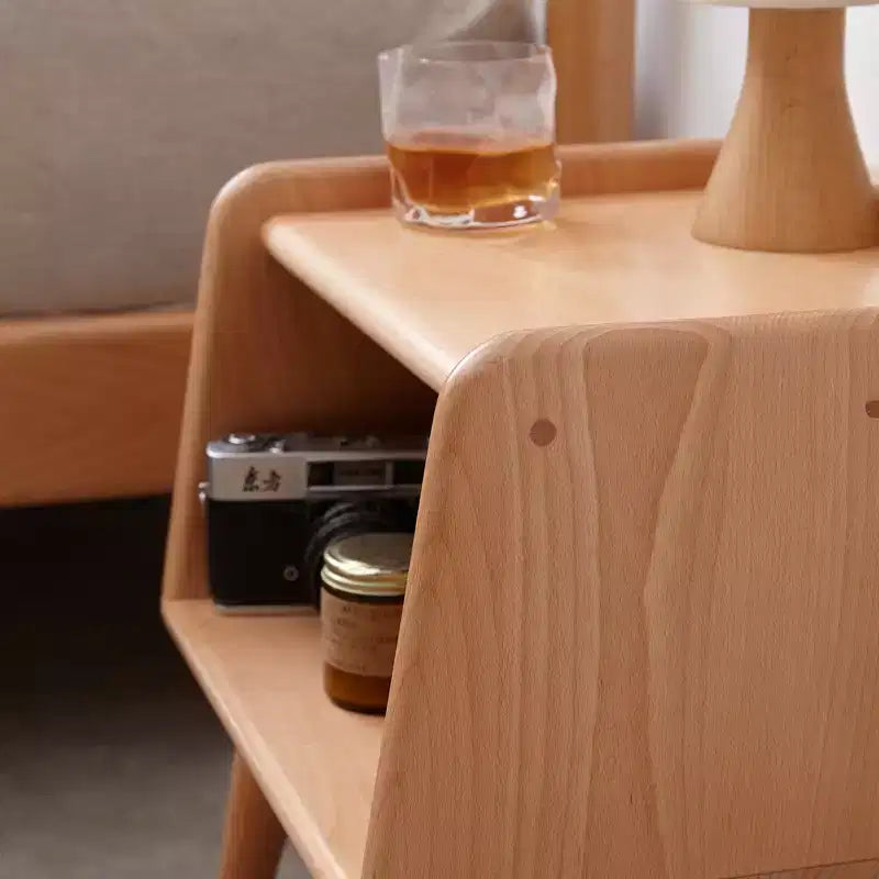 Comodino in legno massello naturale per camera da letto e soggiorno