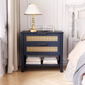 Comodino boho in rattan con 2 cassetti per camera da letto e soggiorno