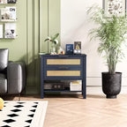 Comodino boho in rattan con 2 cassetti per camera da letto e soggiorno