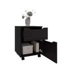 Comodino Moderno con Ripiano Aperto e Armadietto, Tavolino da Notte per Camera da Letta, Design Minimalista