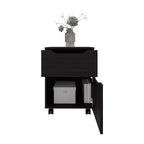 Comodino Moderno con Ripiano Aperto e Armadietto, Tavolino da Notte per Camera da Letta, Design Minimalista