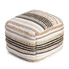 Pouf Arsenal Beige/Toni di grigio - Anji Mountain: Ottomana quadrata fatta a mano, rivestimento rimovibile, poliestere e iuta, stile contemporaneo
