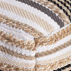 Pouf Arsenal Beige/Toni di grigio - Anji Mountain: Ottomana quadrata fatta a mano, rivestimento rimovibile, poliestere e iuta, stile contemporaneo