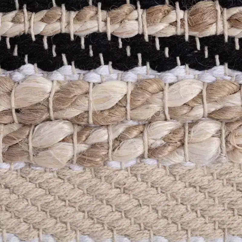 Pouf Arsenal Beige/Toni di grigio - Anji Mountain: Ottomana quadrata fatta a mano, rivestimento rimovibile, poliestere e iuta, stile contemporaneo