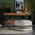 Pouf Arsenal Beige/Toni di grigio - Anji Mountain: Ottomana quadrata fatta a mano, rivestimento rimovibile, poliestere e iuta, stile contemporaneo