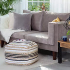Pouf Arsenal Beige/Toni di grigio - Anji Mountain: Ottomana quadrata fatta a mano, rivestimento rimovibile, poliestere e iuta, stile contemporaneo