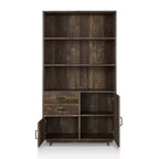 HOMES: Inside + Out Libreria Tappan da 69,8" con mobile in rovere di recupero: Stile rustico, 5 ripiani, 2 cassetti