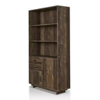 HOMES: Inside + Out Libreria Tappan da 69,8" con mobile in rovere di recupero: Stile rustico, 5 ripiani, 2 cassetti