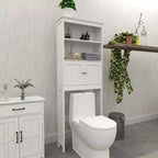 Mobiletto da bagno salvaspazio da 70 pollici, organizer per bagno a 2 livelli con ripiani aperti e doppia anta